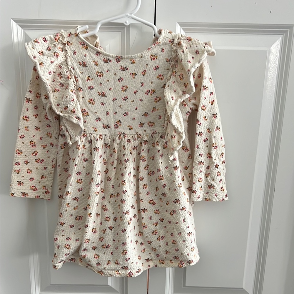 Zara Cream Floral Dress with Ruffles